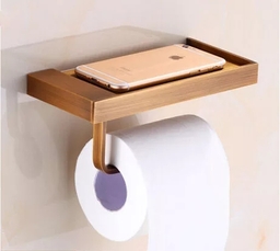 Поставка за тоалетна хартия с етъжерка за телефон - Антик