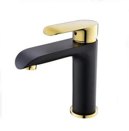 Смесител за мивка в баня Черен Мат + Злато