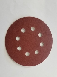 Шкурка - велкро диск червен Ф 125 мм с 8 отвора
