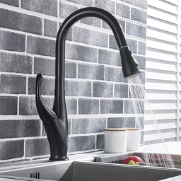 Смесител за кухня в Черен Мат с изтеглящ се Душ 