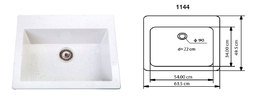 Полимермраморна мивка модел 1144 (ИЗБОР НА ЦВЯТ)