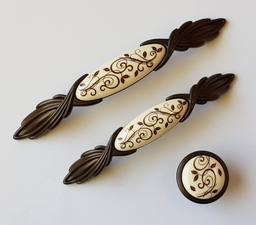 Мебелни Дръжки Застарени порцелан и тъмно кафяво