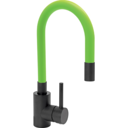 Кухненски смесител с гъвкава лебедка (чучур) FALA Black, зелен