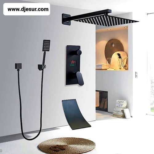 Душ за вграждане в черен мат с термостат