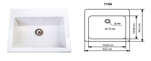 Полимер-мраморна мивка модел 1144 (ИЗБОР НА ЦВЯТ)