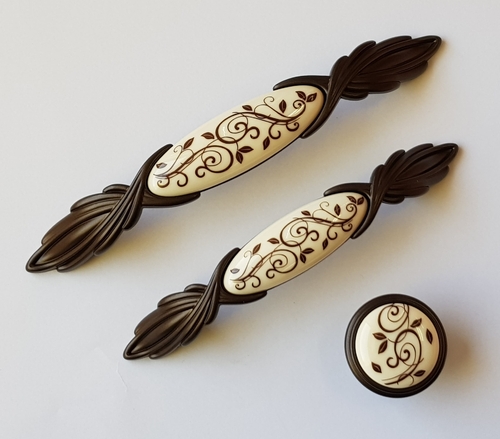 Мебелни Дръжки Застарени порцелан и тъмно кафяво