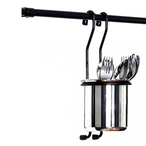 Аксесоар за окачване на тръба модел чаша за прибори - Черен мат