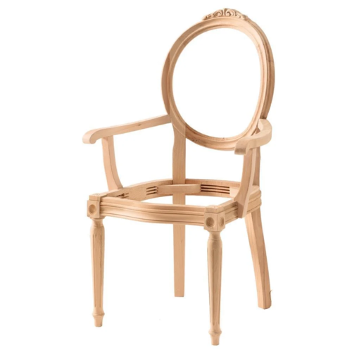 Дървен стол за бар с лакътник античен старинен стил