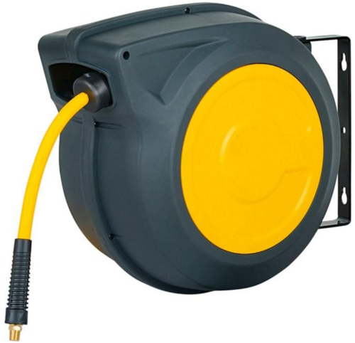 Автоматична макара с маркуч за въздух, черно / жълто