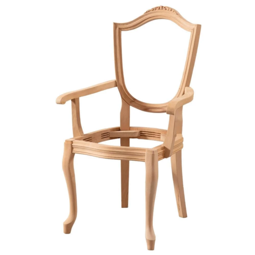 Дървен стол за бар с лакътник античен старинен стил