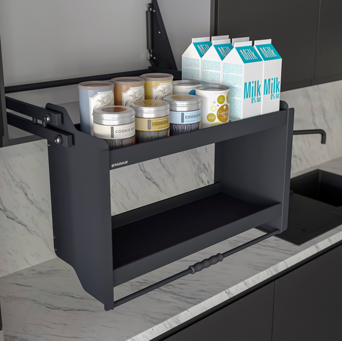 Сваляща етажерка за продукти, Свалящ рафт STARAX -  Антрацит