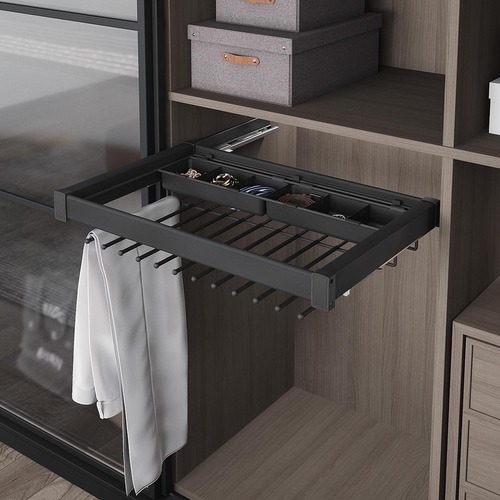 Изтеглящ механизъм за панталони и аксесоари с водачи Blum, Антрацит Starax