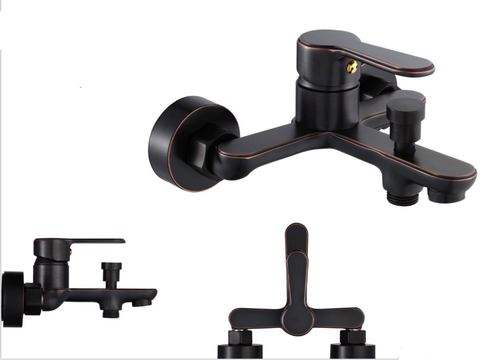 Смесители за Баня душ в Черен Мат с медни Нишки