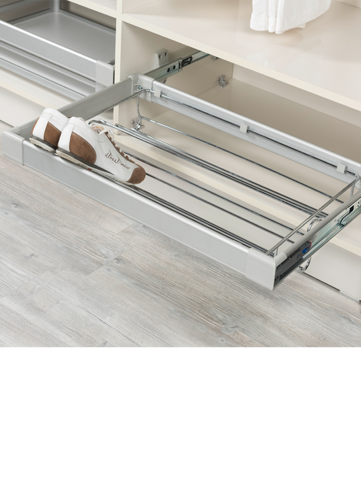 АЛУМИНИЕВО ЧЕКМЕДЖЕ ЗА ОБУВКИ ПЛАВНО ПРИБИРАНЕ