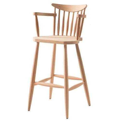 Дървен стол за бар с лакътник античен старинен стил