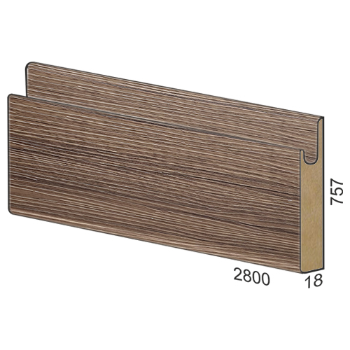 757 мм панел MDF вкопана дръжка – 132 Тик