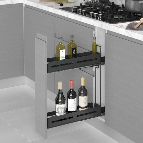Механизъм за бутилки в цвят Антрацит с разделения на и на двата рафта с водачи Blum