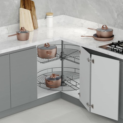 3/4 ъглова кошница за вграждане в долен ред шкаф - Starax - Антрацит